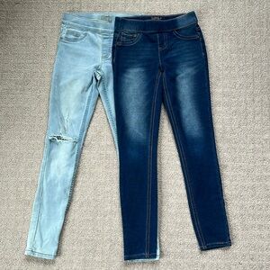 Justice MidRise Legging Lot of 2 Light Blue and Dark Blue Distress Girls 10 Slim